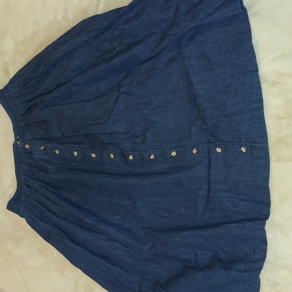 Vintage 1970s Hamilton Denim Skirt Button Front Midi Pockets